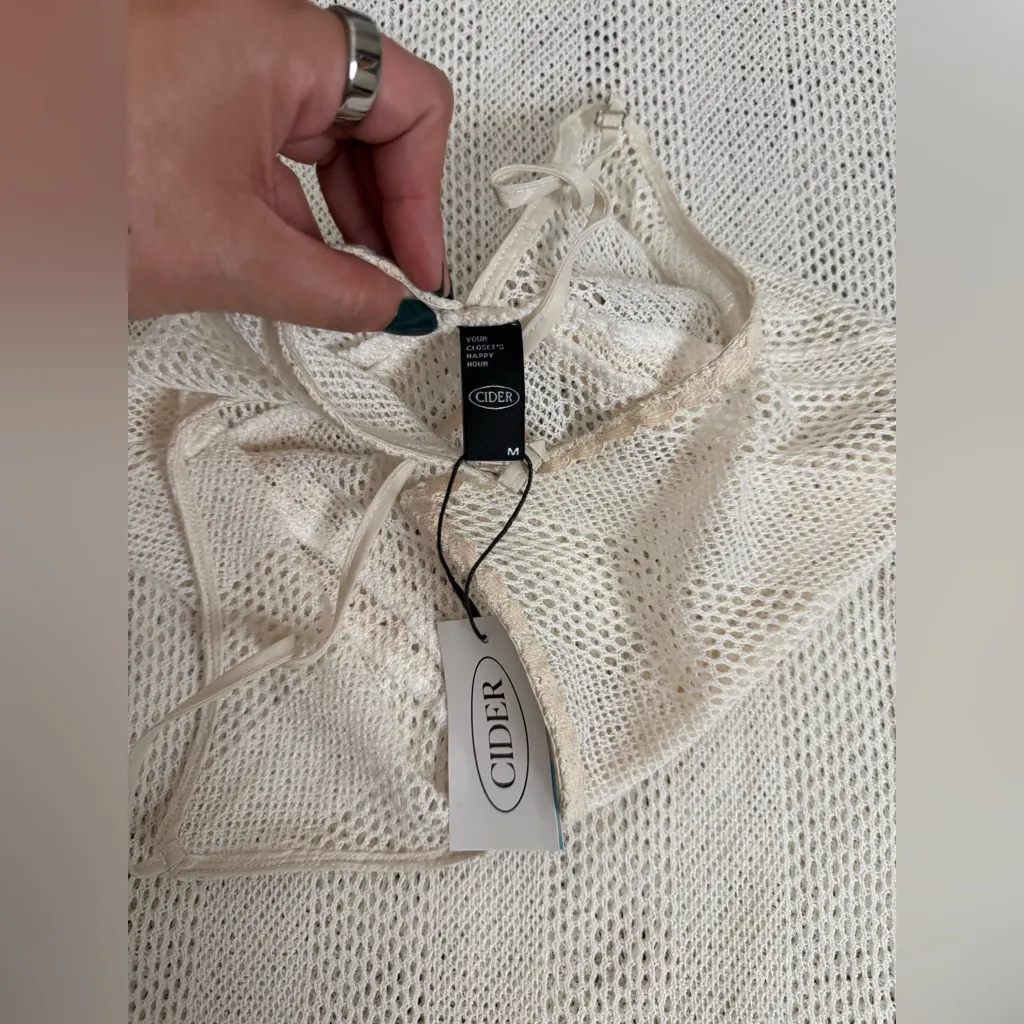 Cider Elegant White Crochet Maxi Dress - Image 3