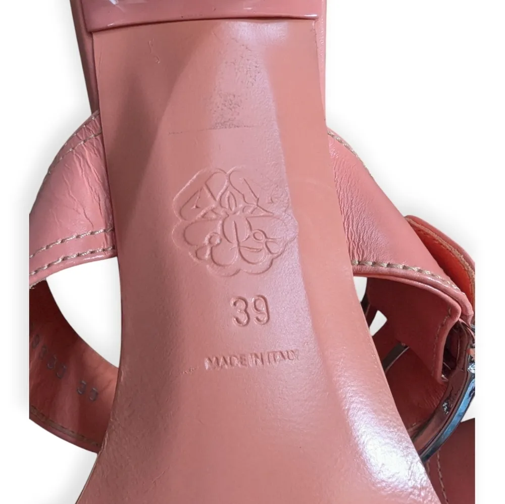 Alexander McQueen Boxcar Si Leather Sandal Mule in Apricot Square Toe Size 9 - Image 4