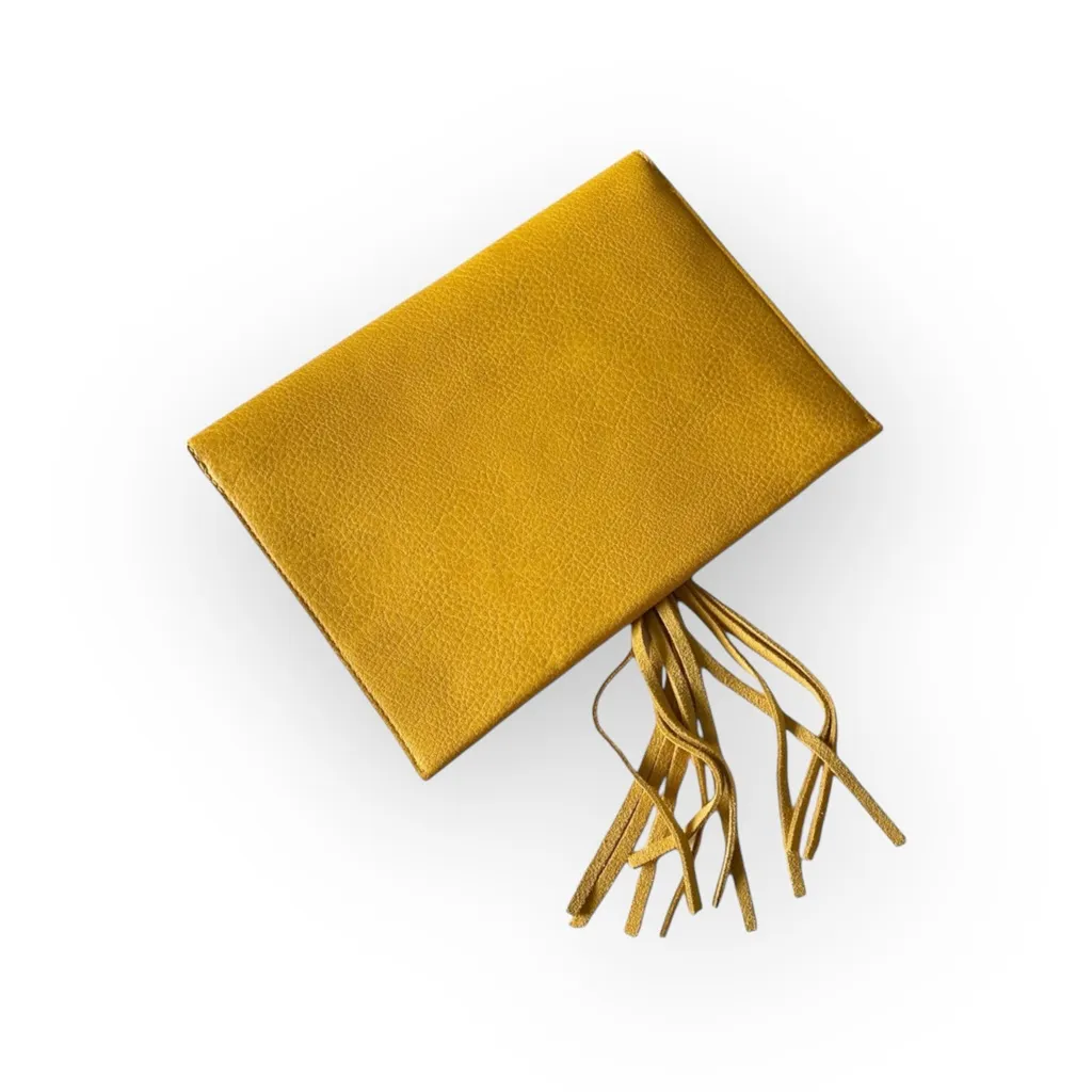 new Street Level ༄ Leather Tassel Envelope Clutch Handbag Bag ༄ Goldenrod Yellow - Image 10
