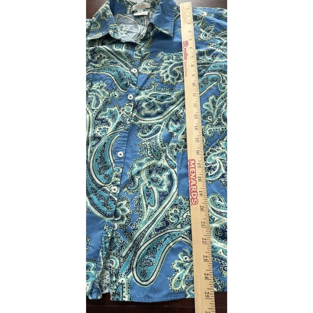 Van Heusen Medium Paisley Button Down Women’s Shirt Career Office Collard Beach - Image 8