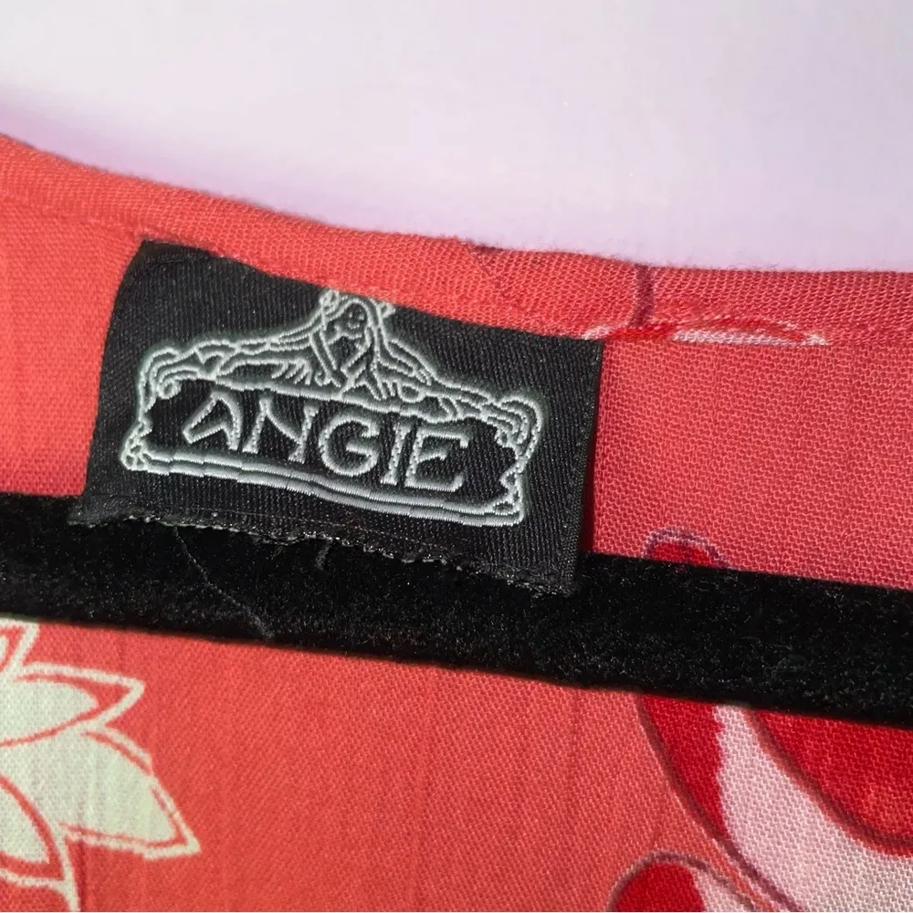 Angie Size M Red Romper Boho Wrap Front Ruffle Sleeve Shorts - Image 5