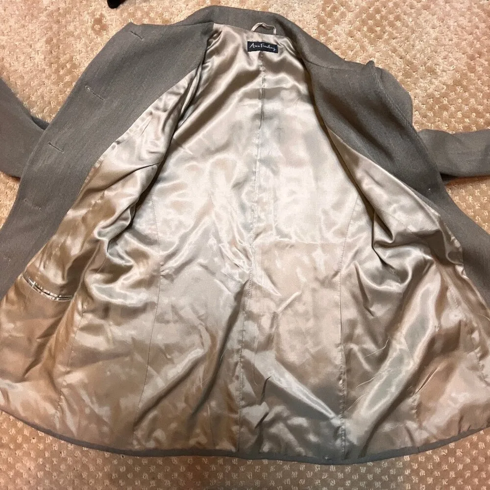 Ann Freedberg Blazer Wool Jacket Blazer SZ 8 Career Work Office Sophisticated Brown - Image 12