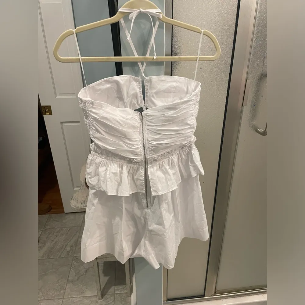 white halter tie romper with cutouts - Image 3