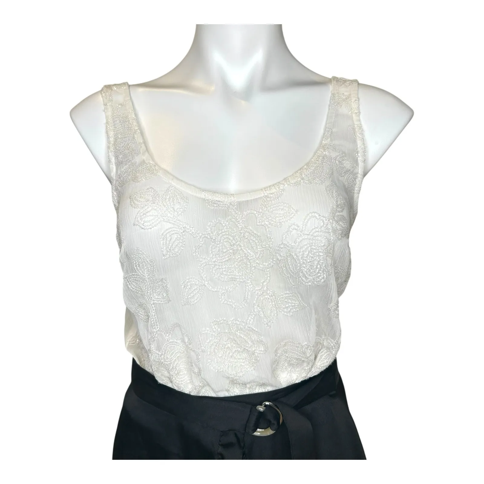 Abercrombie Fitch White Floral Lace Sheer Tank Top Womens Size S - Image 2