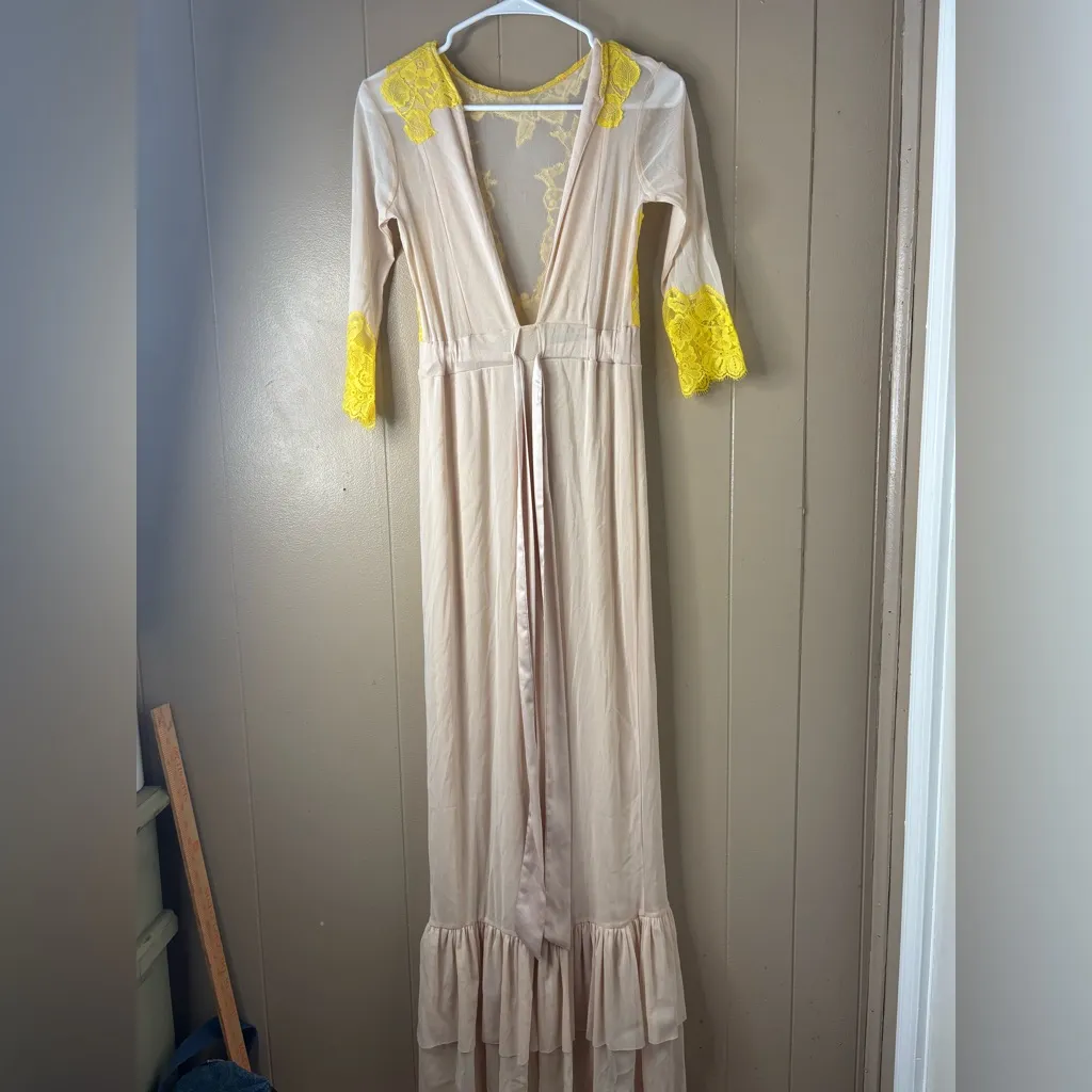 We Are HAH Free People Take A Bow Reversible Cocktail Dress Size Small Yellow - Image 6