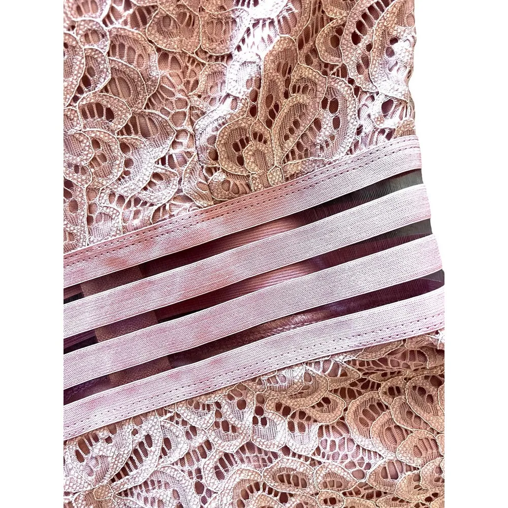 City Studio DRESS Womens 1 Blush Pink Lace Zip Halter Mini Fit Flare Mob Wife Size undefined - Image 3