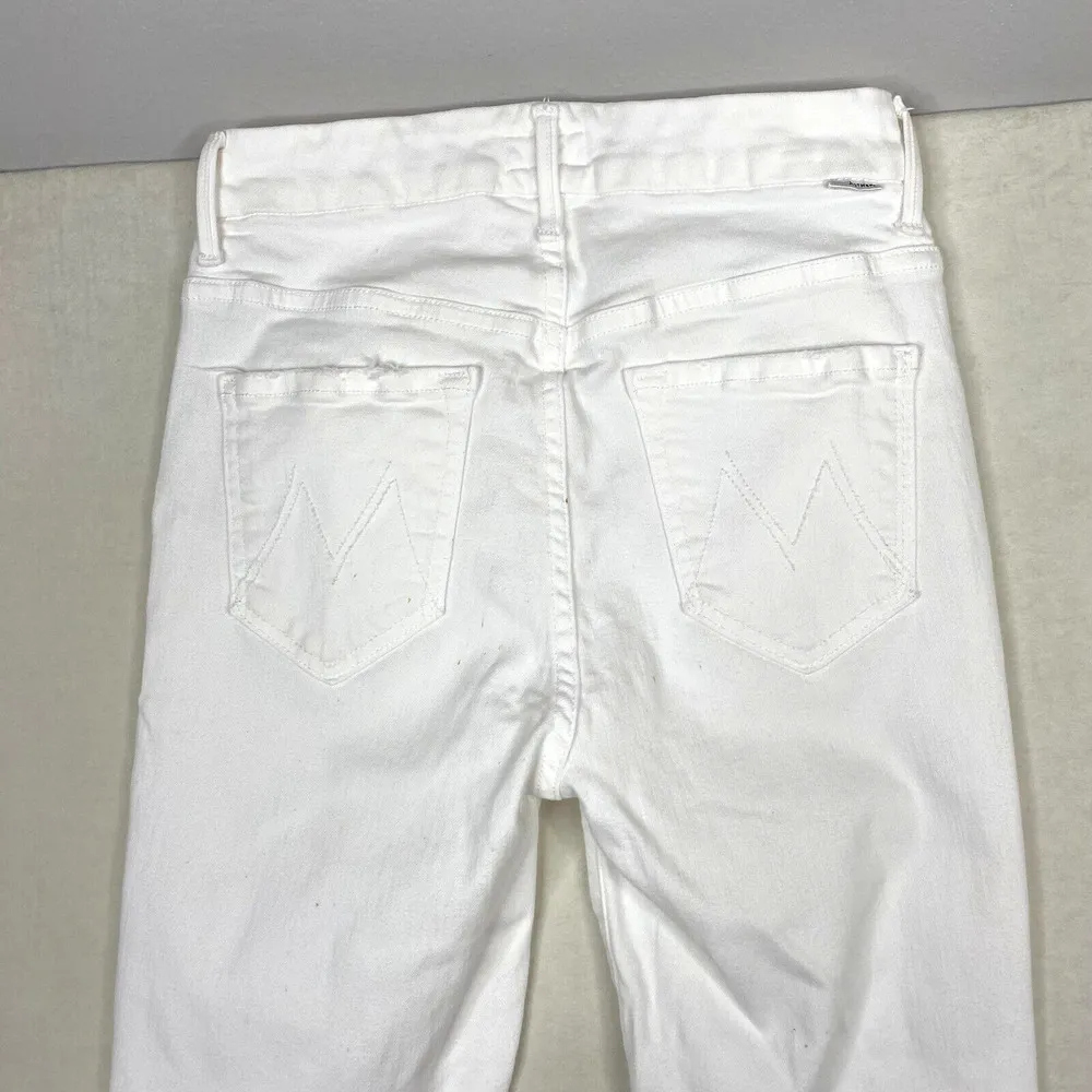 Mother Denim Fairest Of Them All White Denim High Waisted Looker Ankle Fray - Image 6
