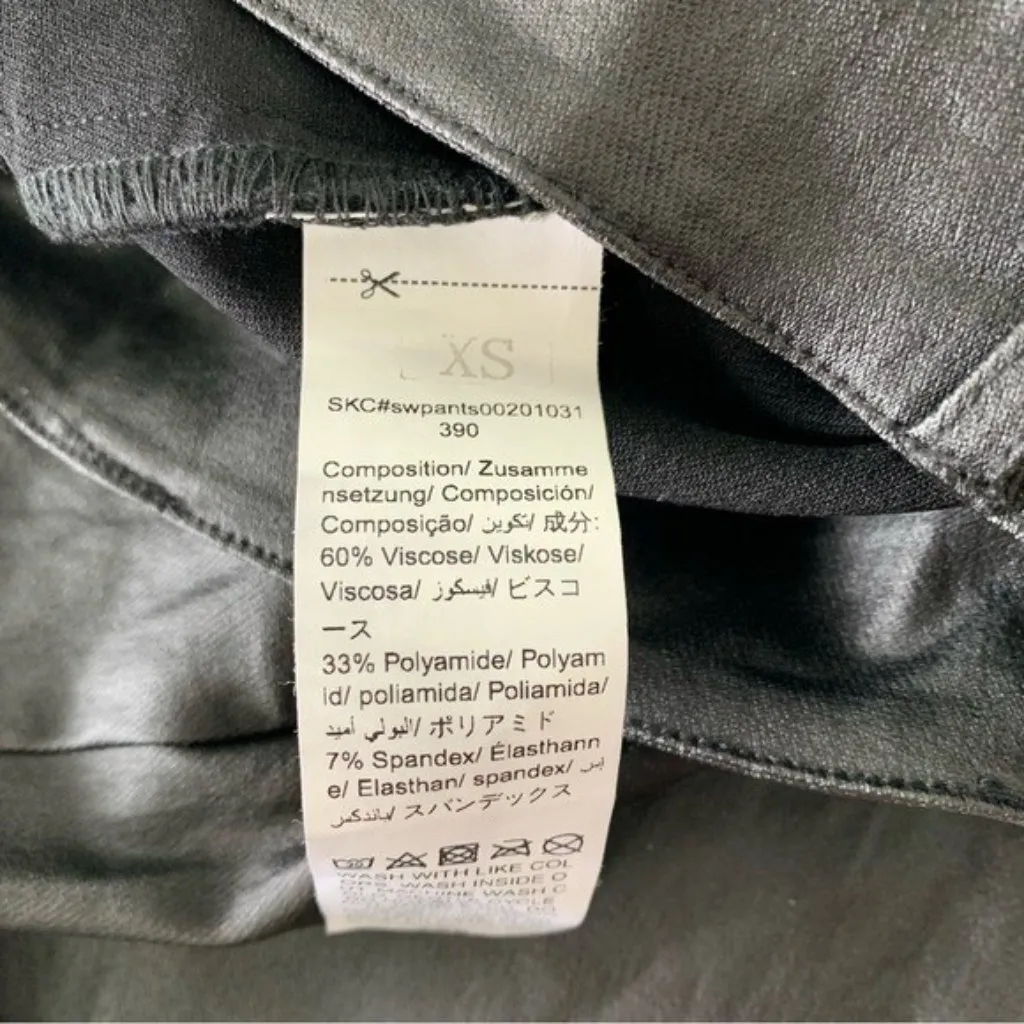 Faux Leather Pants Womens XS Black Wide Leg High Rise Stretch Y2K Sexy - Image 6