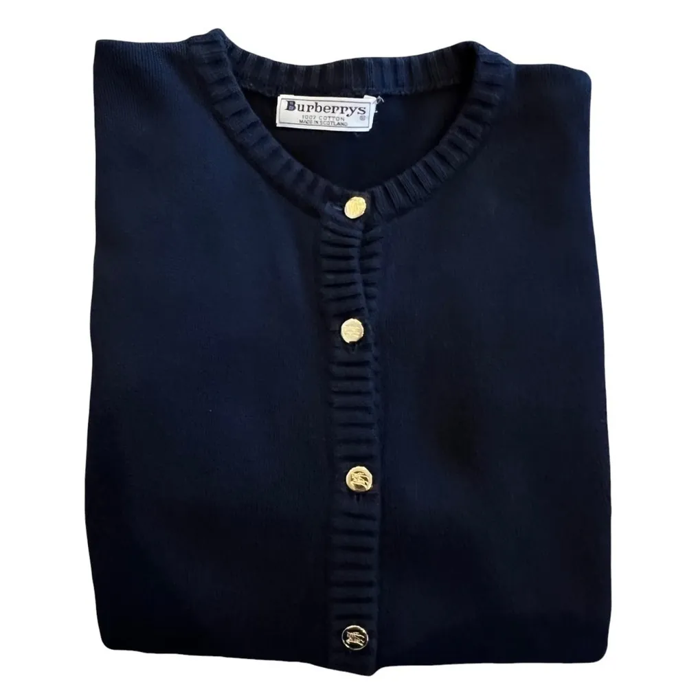 BURBERRY’S Vintage Button Down Navy Blue Anchor Cardigan - Image 8
