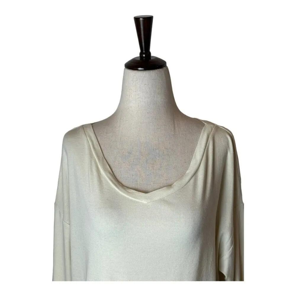 COS Sweater Women Small Ivory V Neck Cotton Blend Ribbed Lightweight Pullover - Image 3
