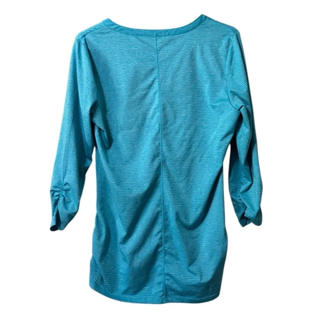 Eddie Bauer Women Long‎ Sleeve V-Neck Stretch Ruched Shirt Sz Medium Lightweight - Image 2