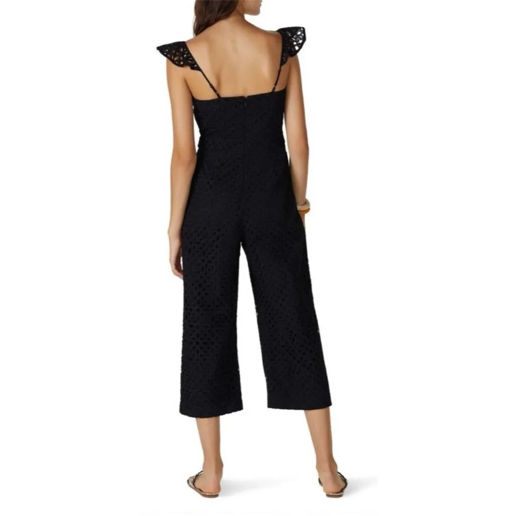 NWT J. Crew Kasana Black Embroidered Wide Crop Leg Jumpsuit Size 2 - Image 14