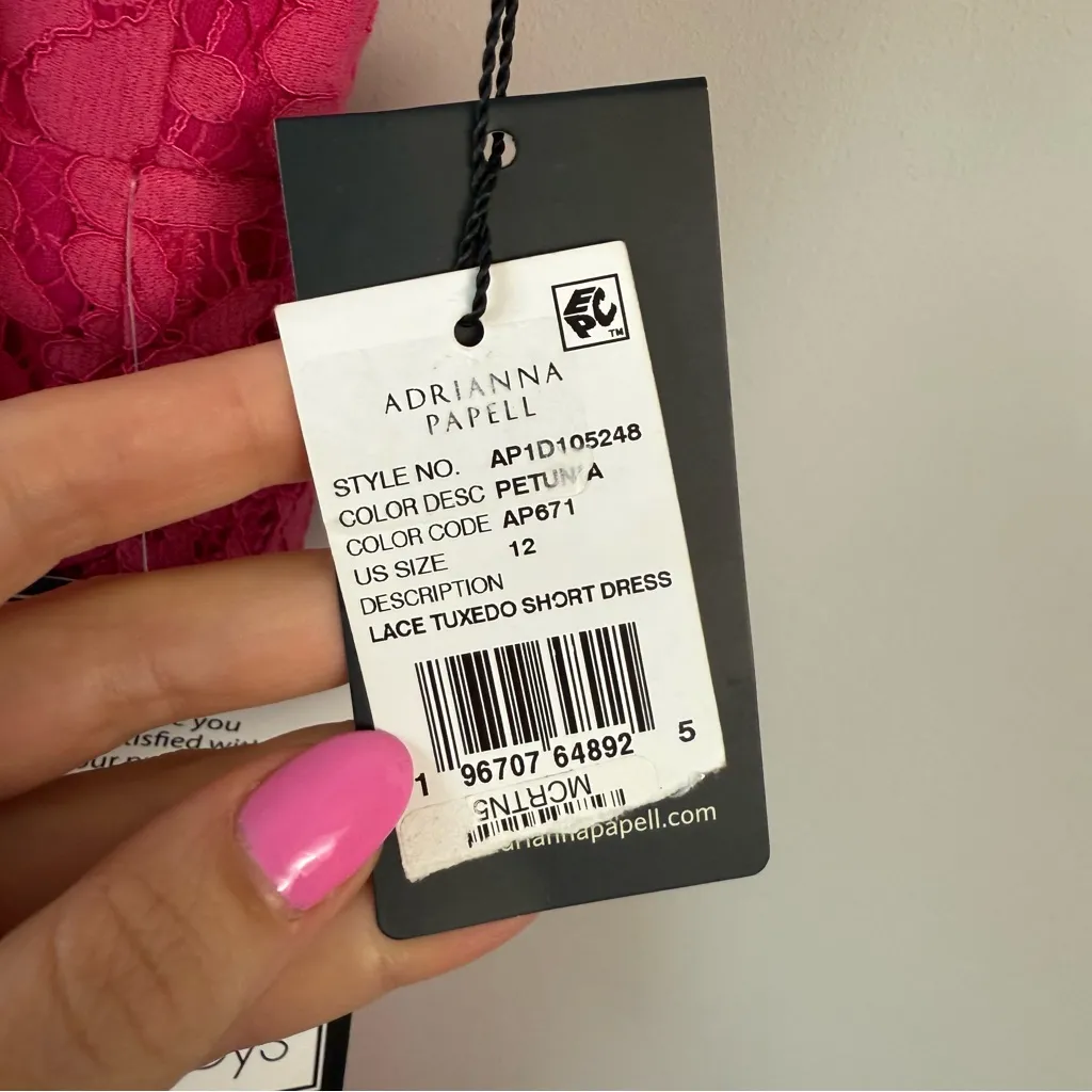 Adrianna Papell Sleeveless Lace Tuxedo Dress Petunia Pink 12 - Image 6