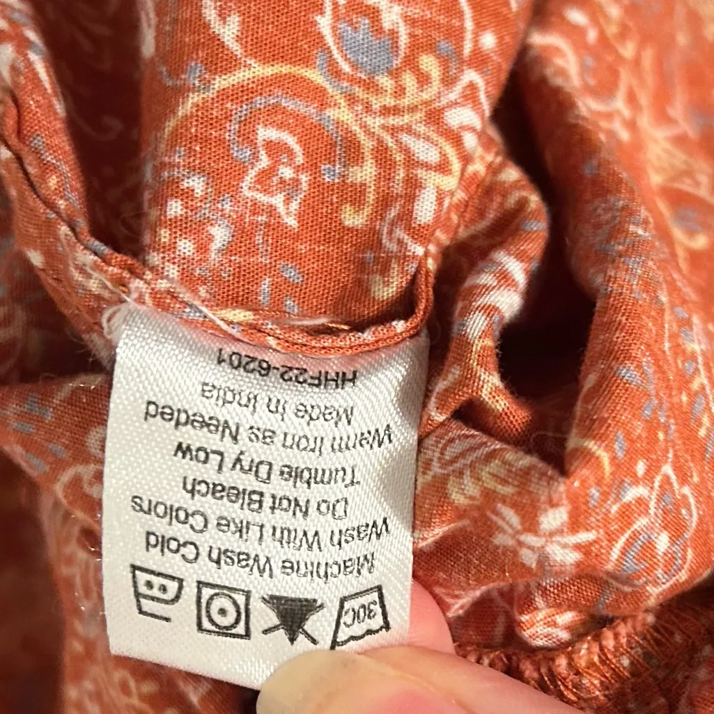 House of Harlow 1960 Wallis Rust Floral Ruffle Smocked Mini Dress | Size Orange Size L - Image 7