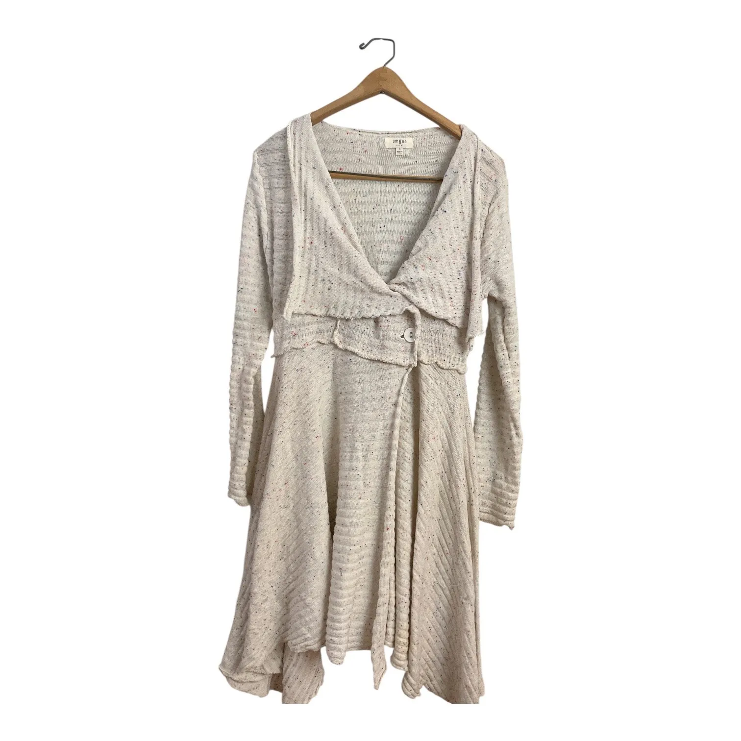 UMGEE  Embellished‎ Knit Wrap Dress Cardigan Style Natural Size S - Image 4