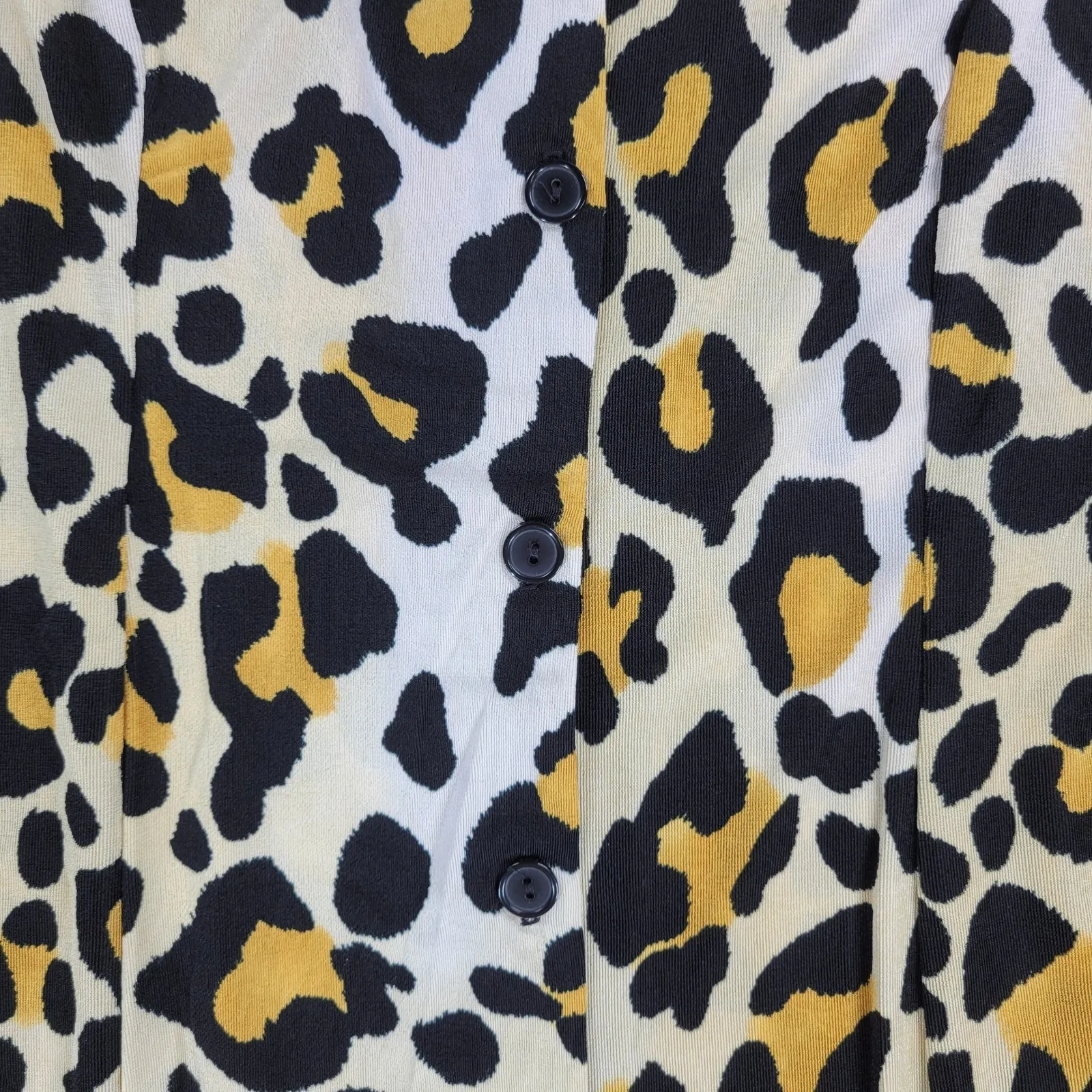 Carolyn Strauss Collection Leopard Shirt Dress Womens Medium Slinky Animal Print Black - Image 2