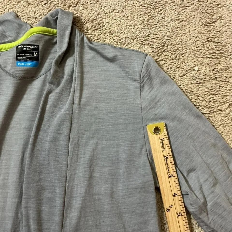 Icebreaker Merino Cool Lite Women's Cardigan Gray Size M Open Front Long Sleeve Size M - Image 3