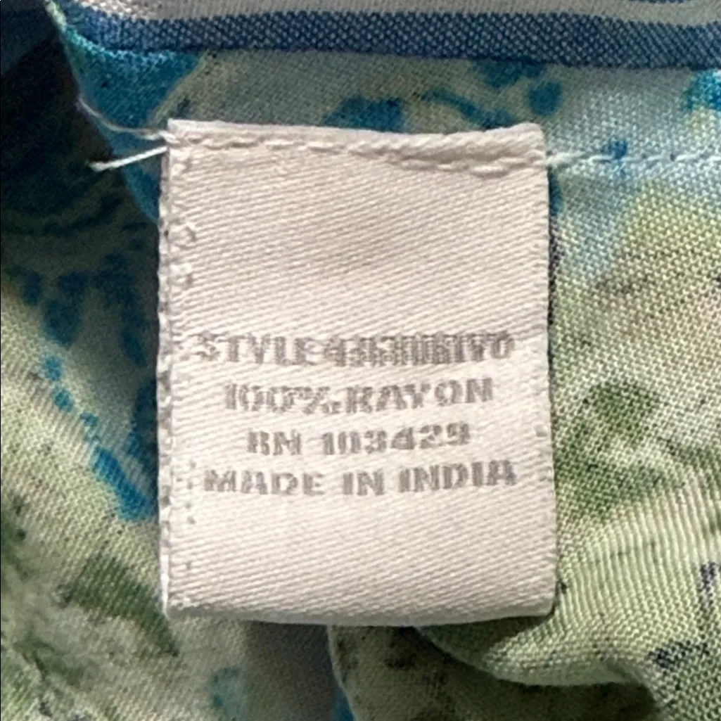 Intro women's size medium blue white striped 3/4 sleeve button down roll tab slv - Image 5