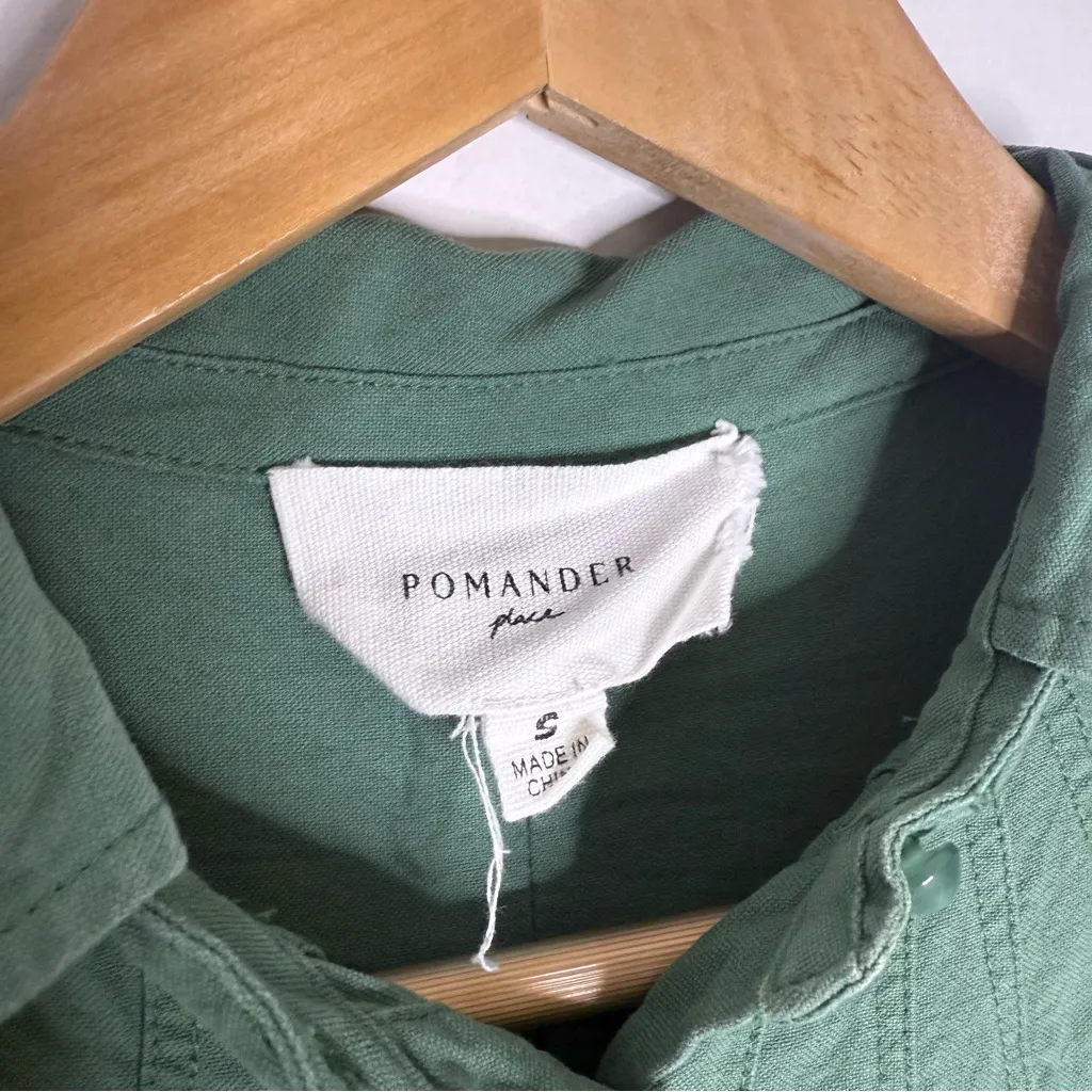 Pomander Place “Polly” Shirt Dress Green Size Small 100% Cotton - Image 6