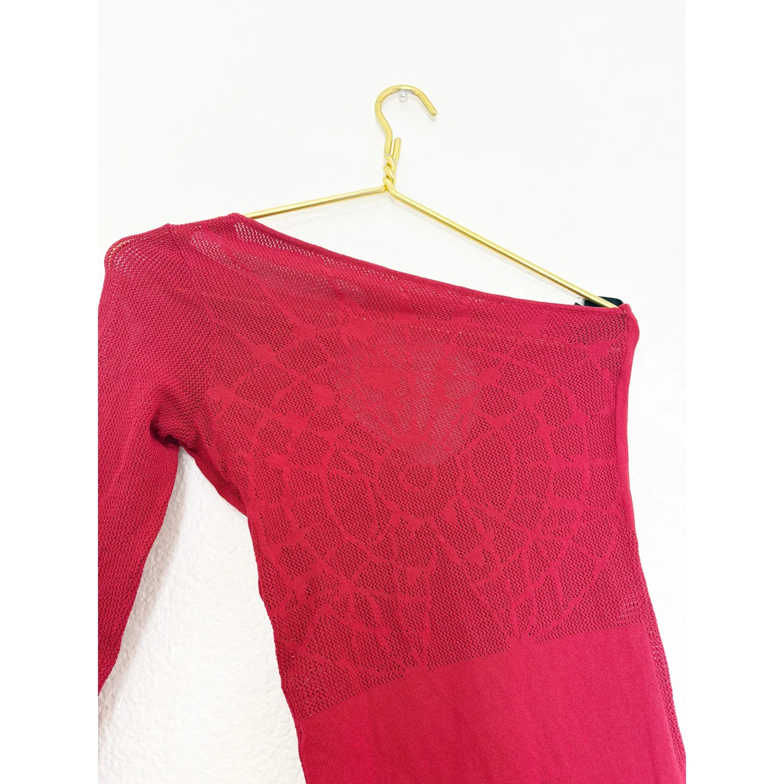 Voight By Valentina Red Widow Knit Dress Size XL One Sleeve Bodycon Emo Grunge - Image 11