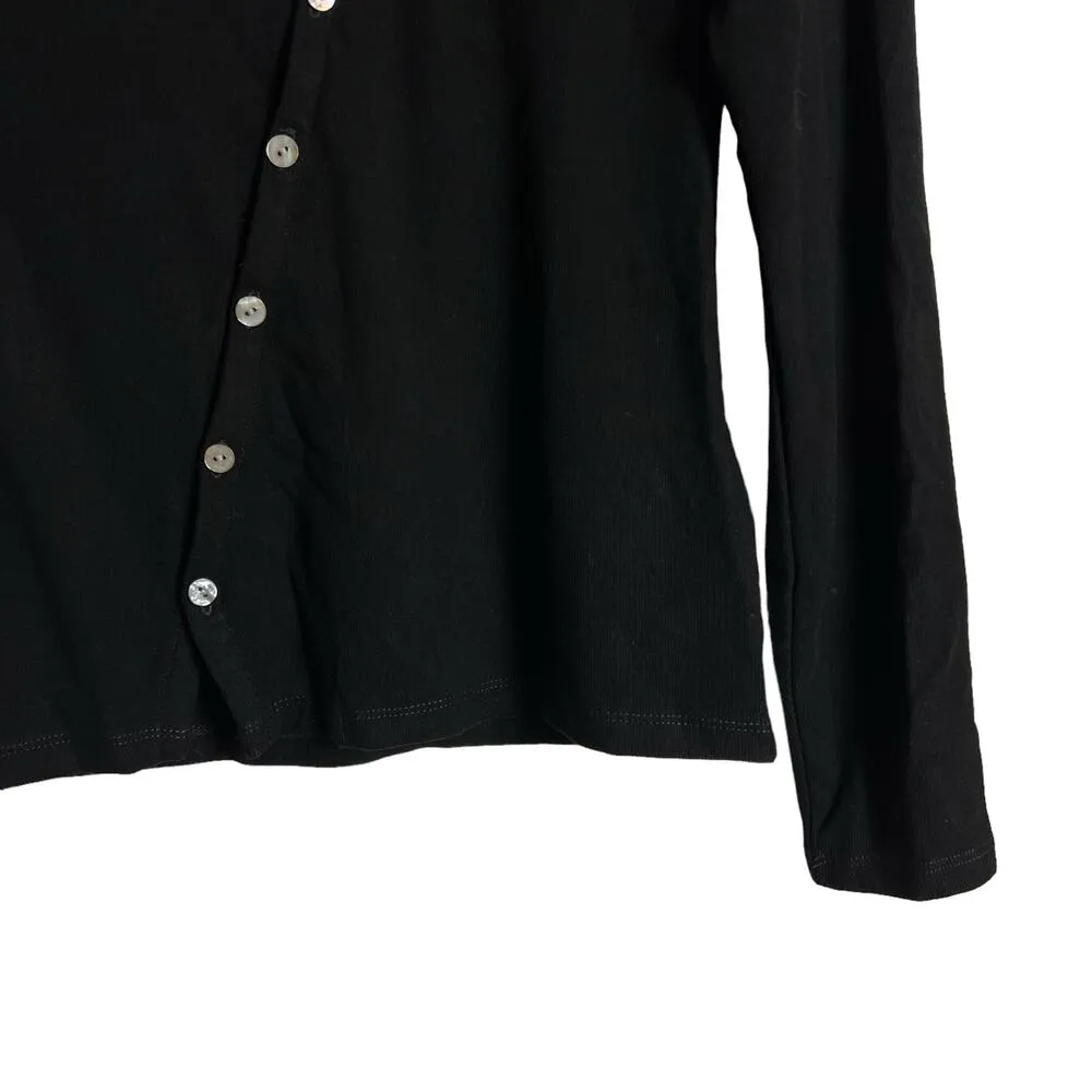 Madewell Asymmetrical Black Button Front Cardigan Sweater Top Size Small - Image 9