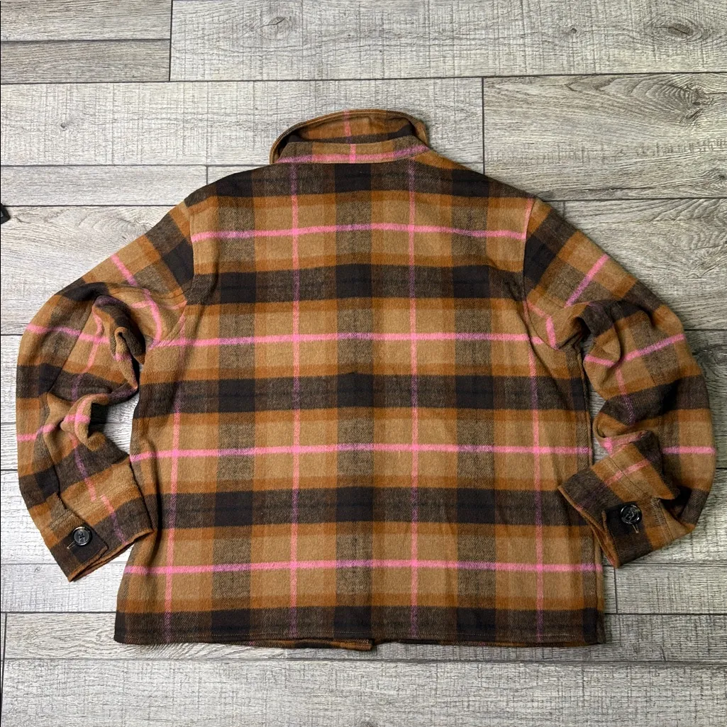 BB Dakota Steve Madden Pink and Brown Plaid Shacket - Image 2