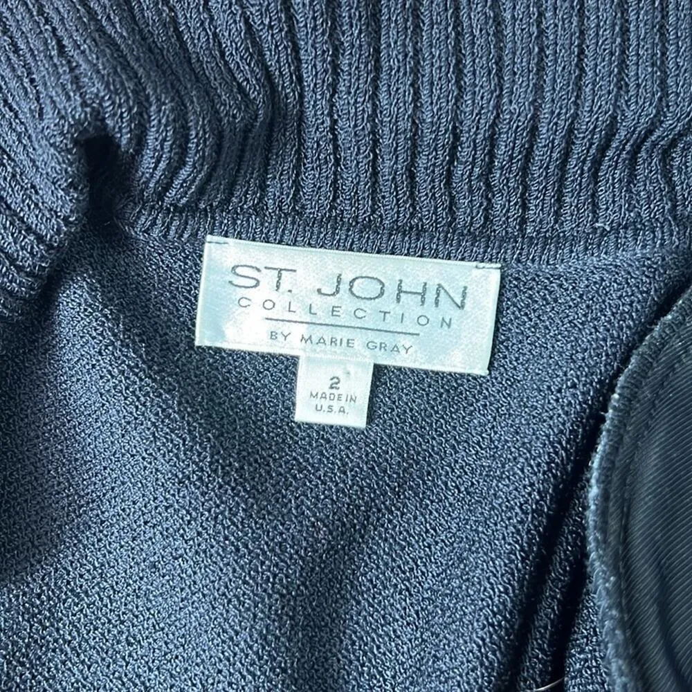 Women’s Santana knit Vintage St John zip cardigan and sleeveless dress set sz 2 - Image 3