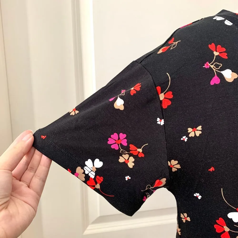 Modcloth Instant Hit Relaxed Fit T-Shirt in Black Floral - Image 4