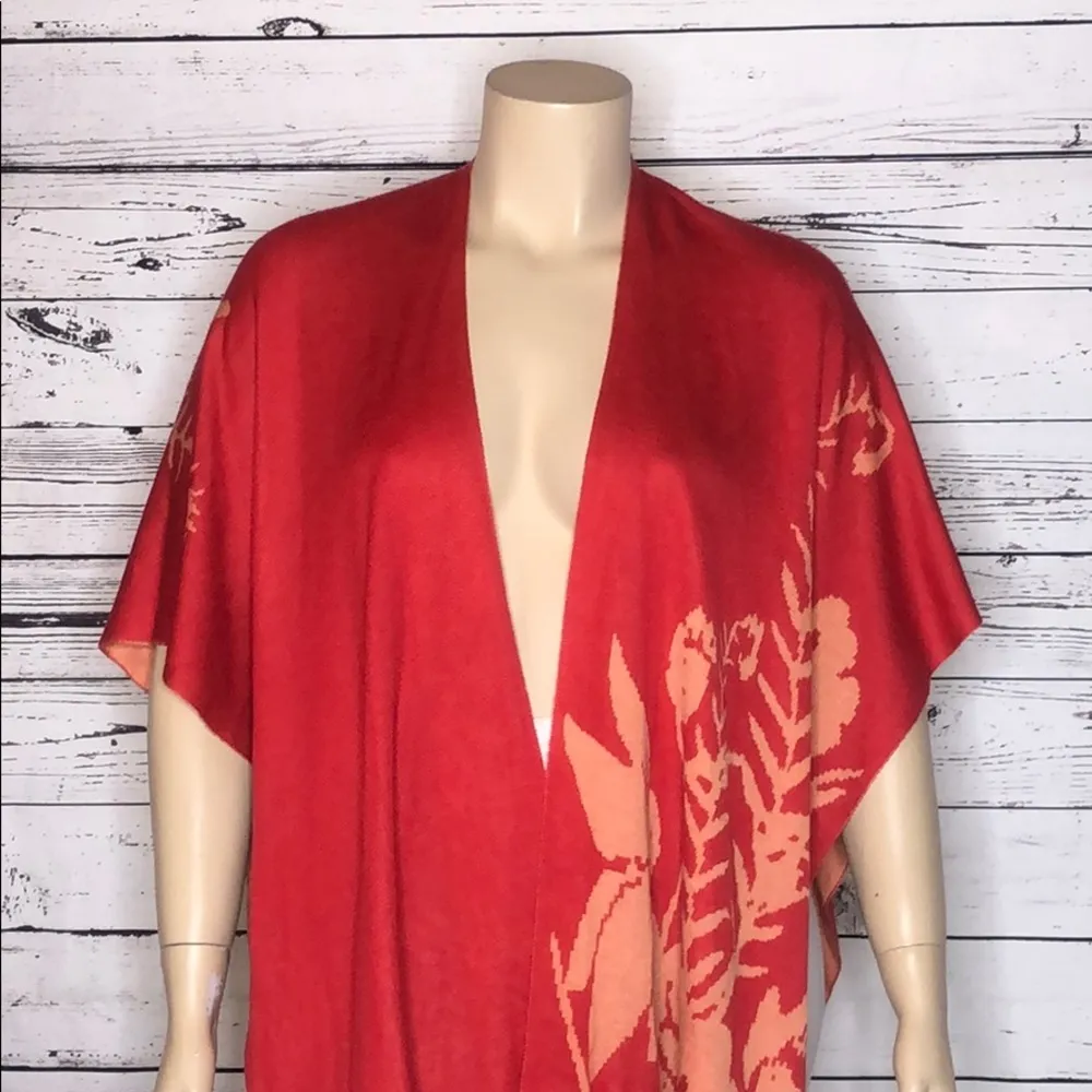 Coldwater Creek Size O/S One Size Floral Print Reversible Scarf Poncho Cover-Up - Image 3