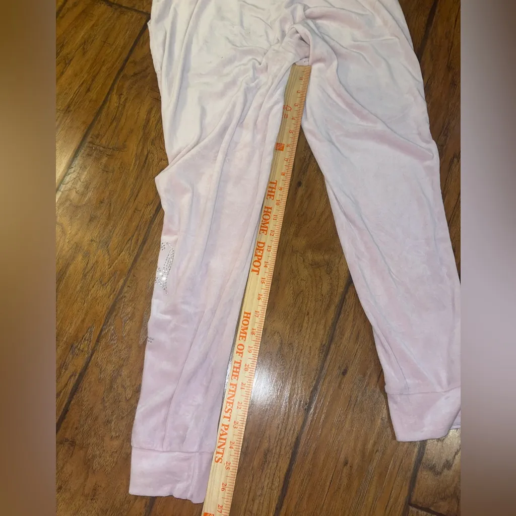Juicy Couture Light Pink Velour Pants joggers bling Y2K size small - Image 5