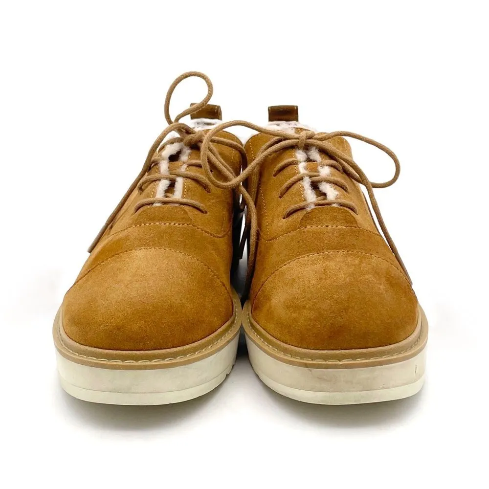 UGG Johanna Spill Seam Wedge Oxford in Chestnut Tan Size 9 Suede Shearling Boho - Image 7