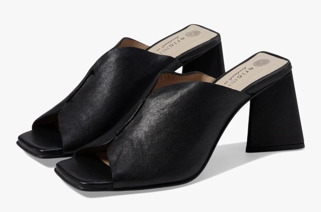 Eric Michael Women's Crosby Heeled Sandal Size 39 US 8.5-9 Black Open Toe - Image 1