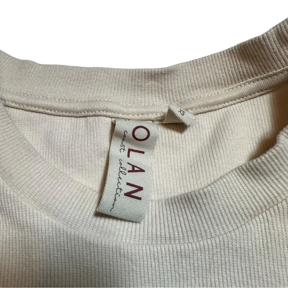 Dolan Cream Beige Tan Lace Statement Sleeve Long Sleeve Top XS - Image 6