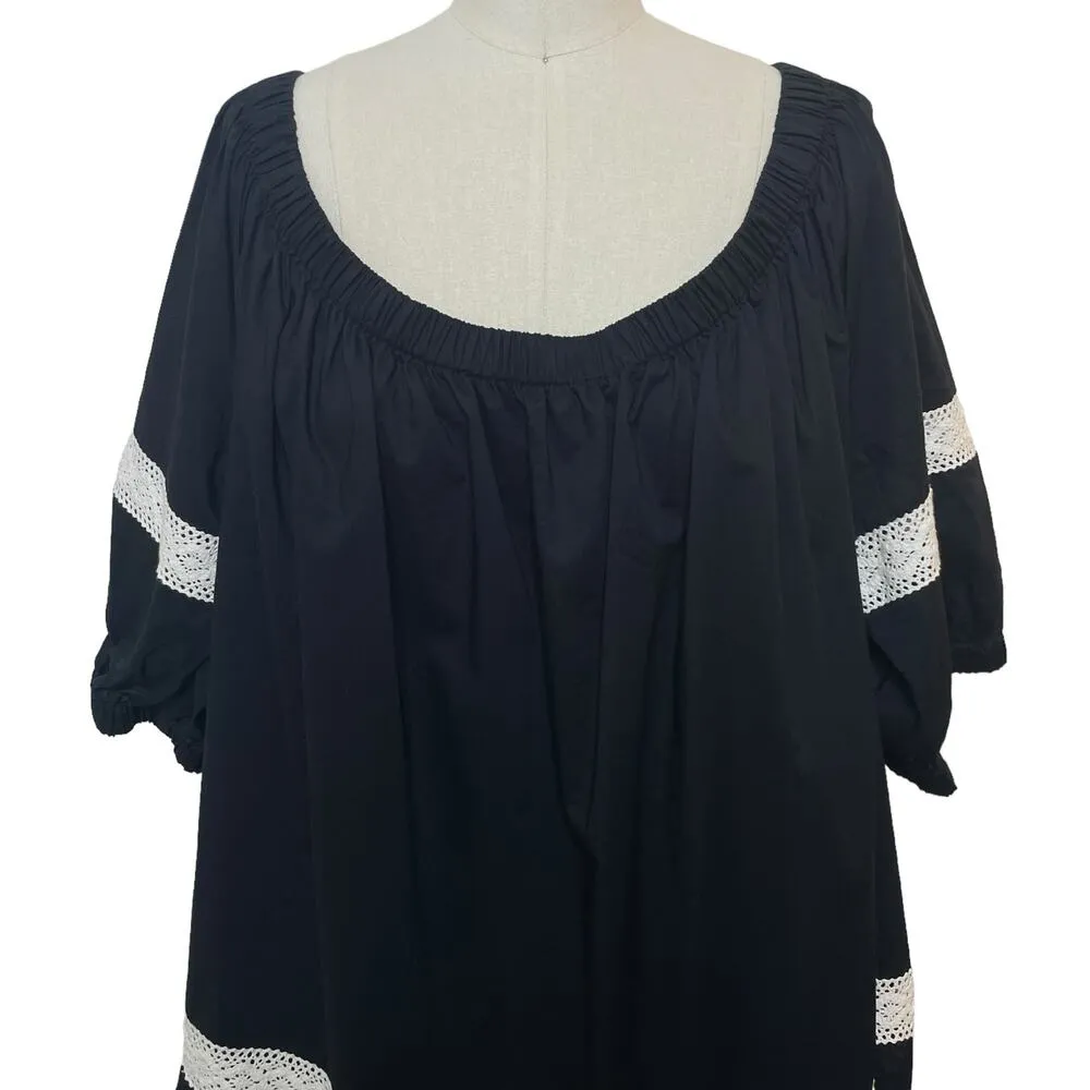 NWT Broom Street X Kate Spade Poplin Off Shoulder Dress Black & White Size XXL - Image 4