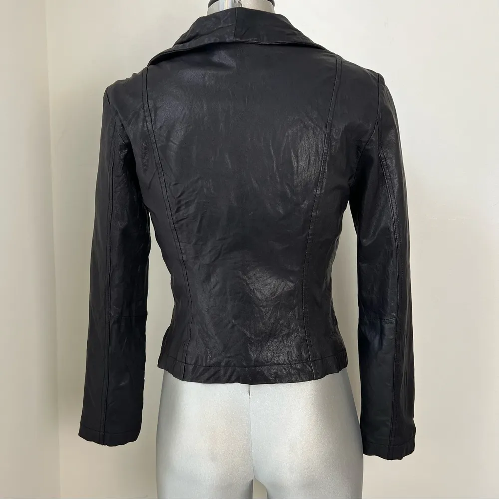 Michael Kors  Shawl Collar Genuine Leather Jacket Size Medium M Black Moto Grunge - Image 2