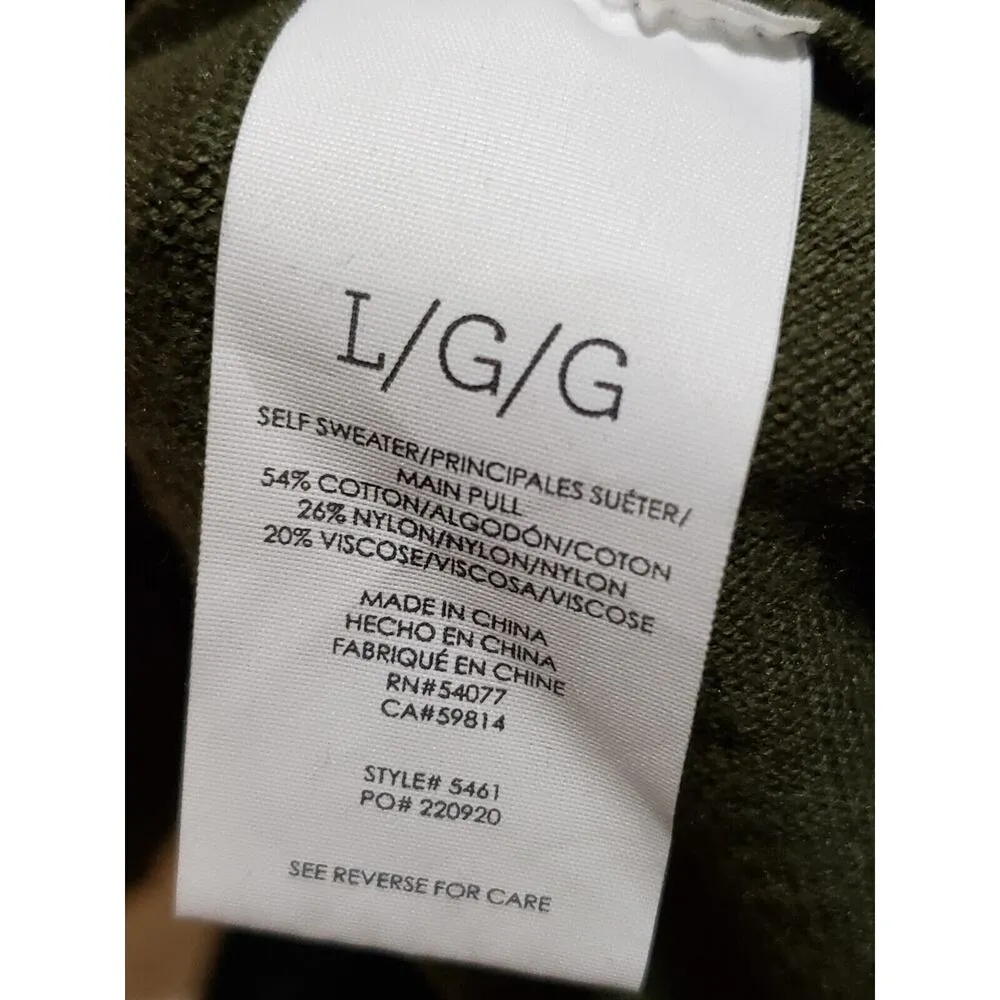 Gabi Women's Green Cotton Knit Long Sleeve Round Neck Pullover Sweater Large - Image 8