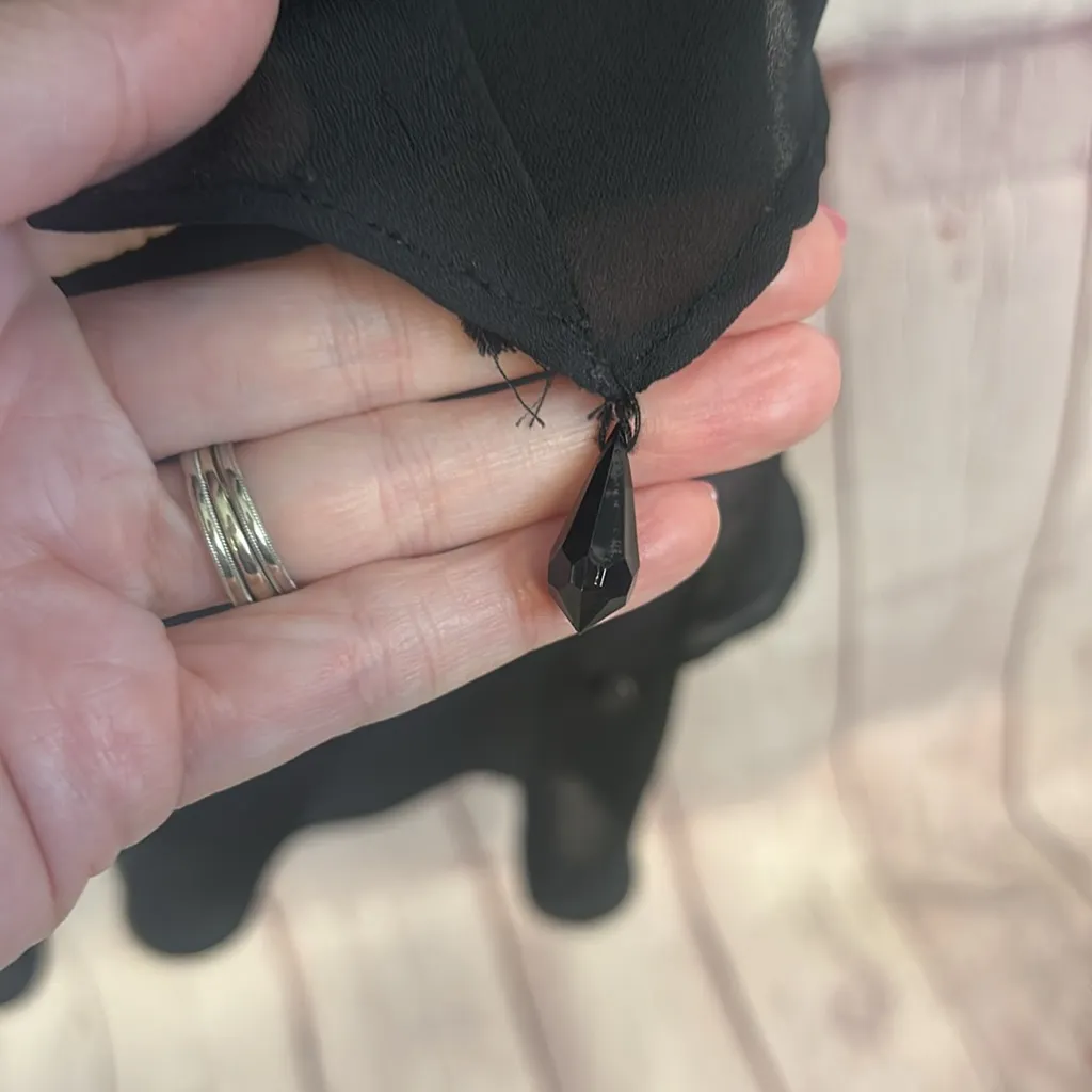 Vintage VIRGO black capsule layered ruffle beaded sheath dress USA 4 P gothic Size 4P - Image 12