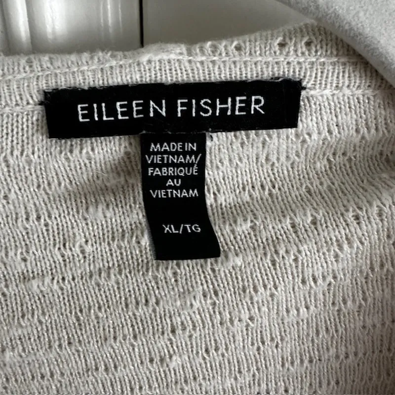 Eileen Fisher Organic Linen Blend Hooded Front Pocket Cardigan XL Oatmeal - Image 10