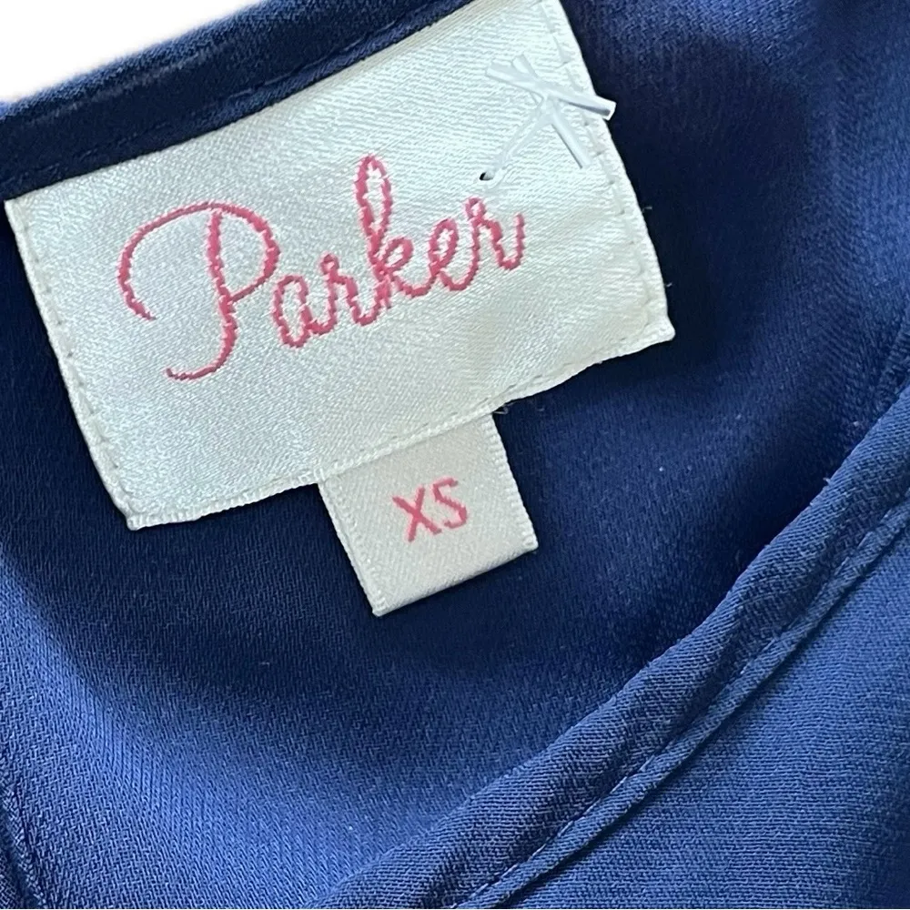 Parker Navy Blue Sleeveless Maxi Pleated Dress Womens Blue Evening Cocktail XS - Image 6