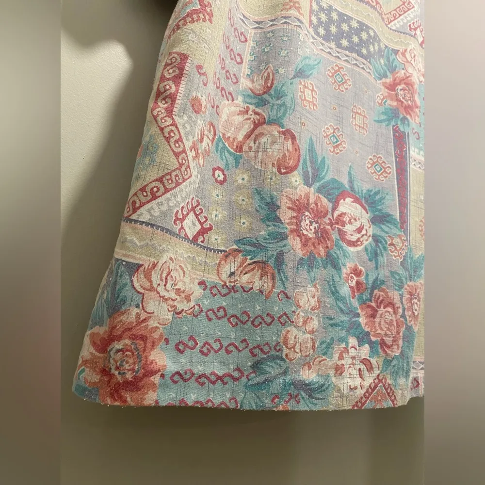 VTG 80s Alfred Dunner Beige Floral & Tribal Patterned Button-Up Shirt Blouse - L - Image 15