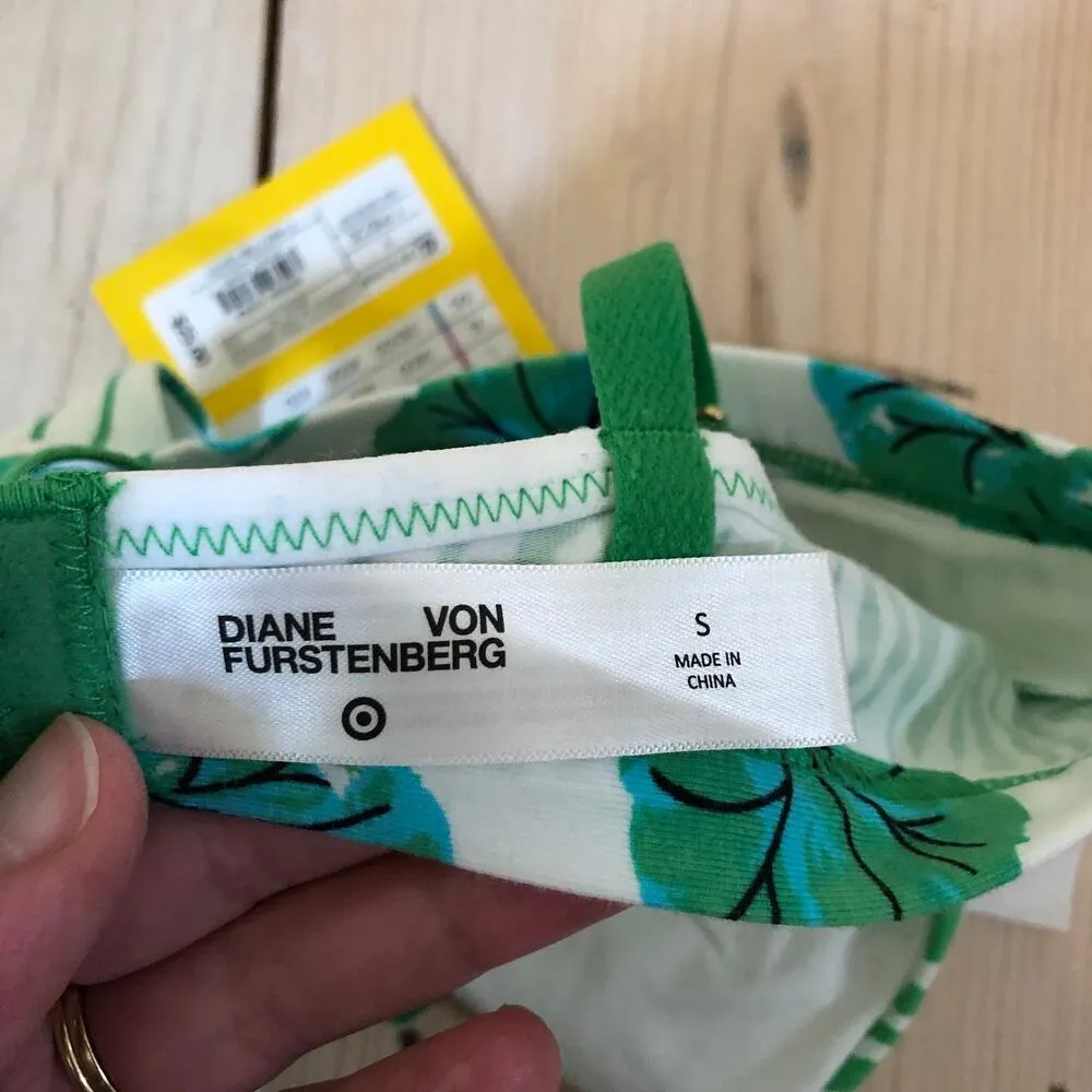 Diane Von Furstenburg NWT Women's Geranium Leaf Green Print Bra Size S - Image 6