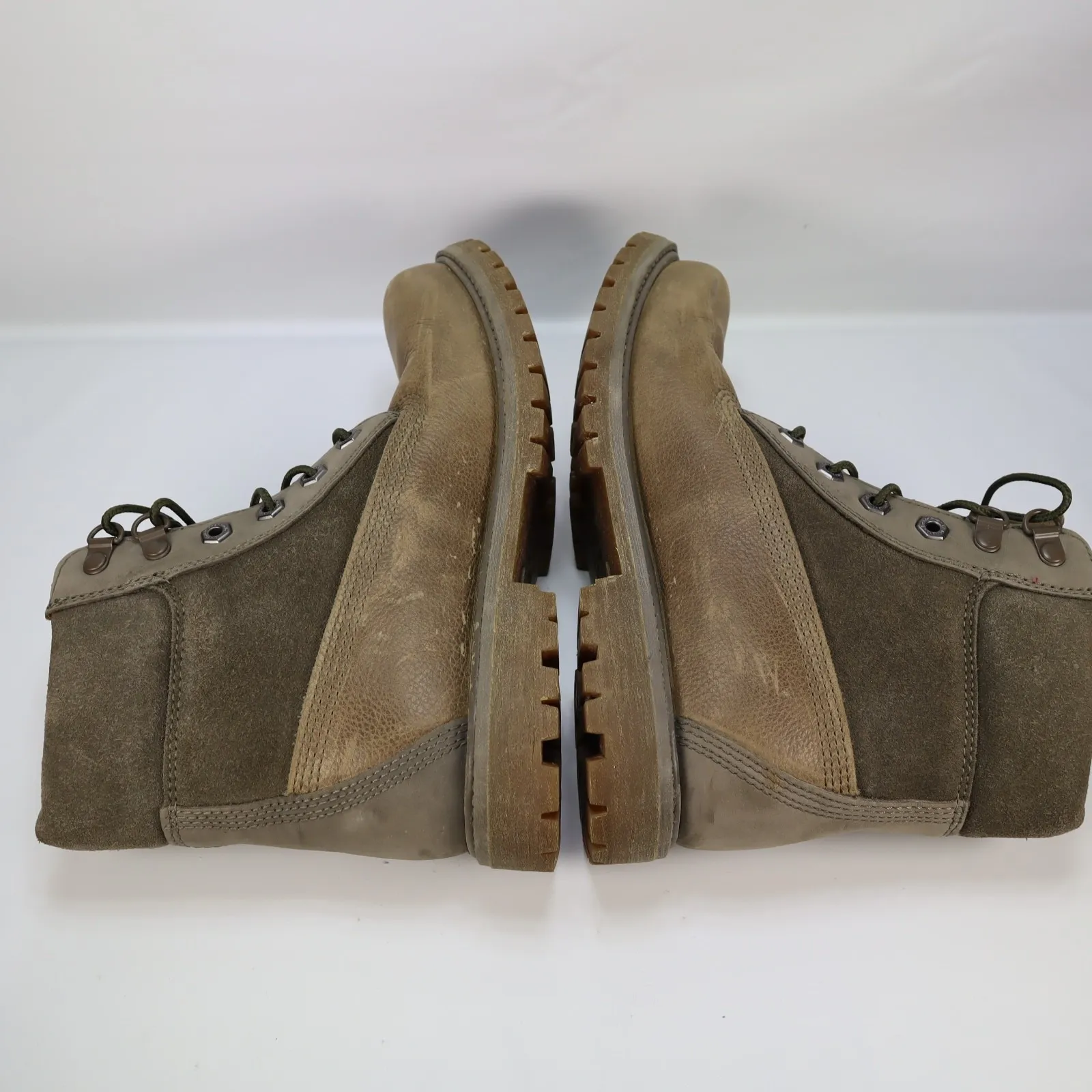 Timberland 6" Premium Womens Size 7.5 Brown Gray Leather Nubuck Boots A19C2 5247 - Image 5