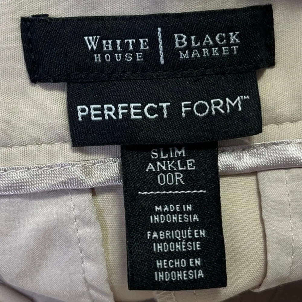 White House Black Market Perfect Form Cream Straight Slim Ankle Trousers Pants 0 - Image 4
