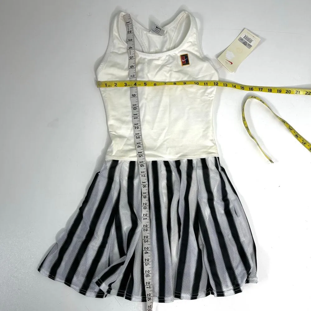 Nike Vintage Challenge Court Dri Fit Tennis Dress White & Black Stripe XS - Image 9