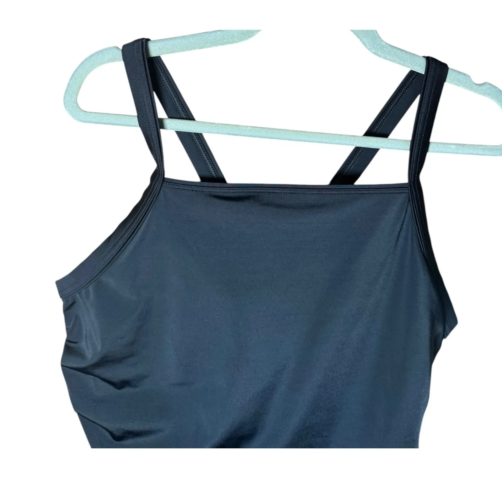 Lands End One Piece‎ Swimsuit Tummy Control 22W Plus Criss Cross Back Black - Image 3