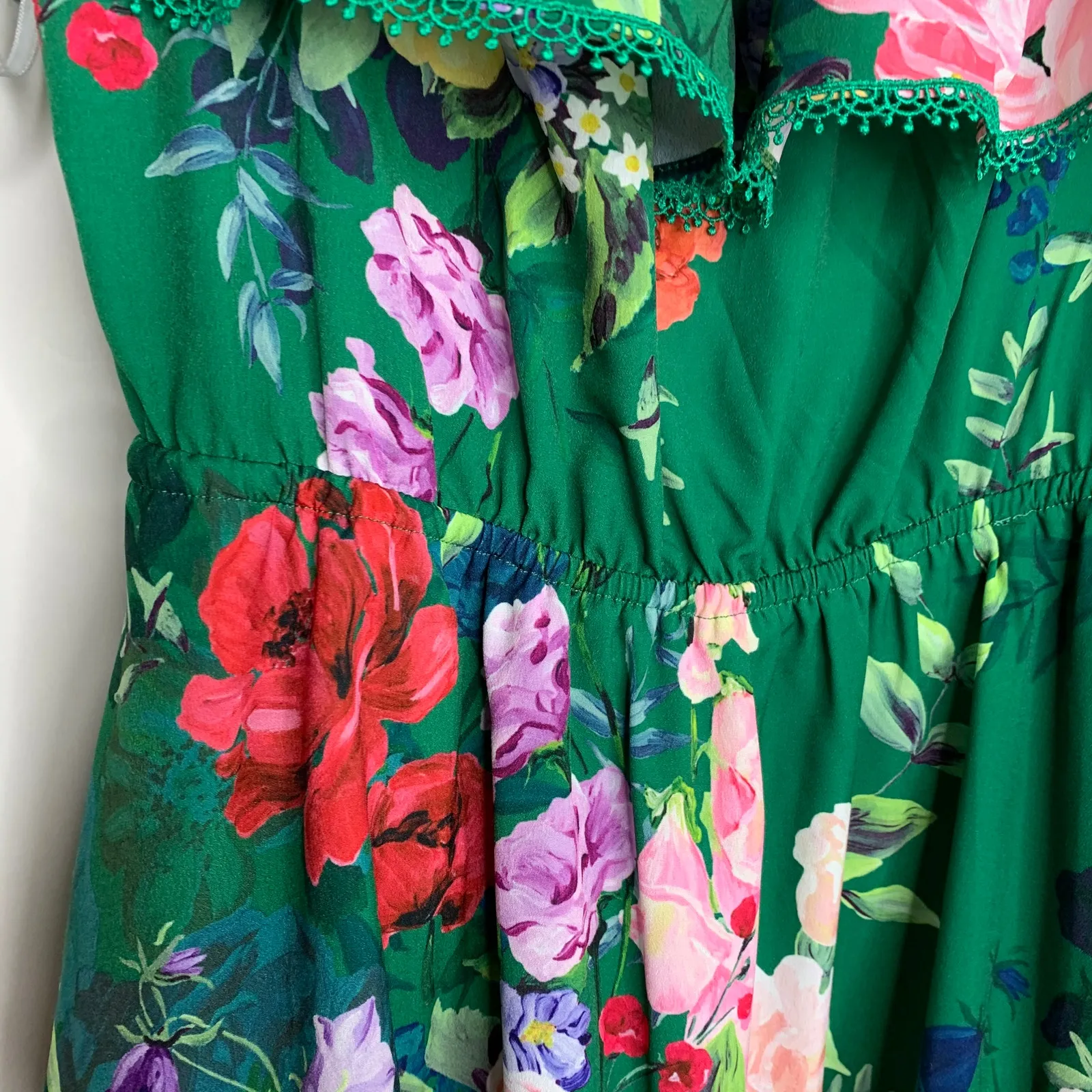 Marchesa Notte Emerald Roses Off Shoulder Mini Dress Womens 4 Green - Image 10