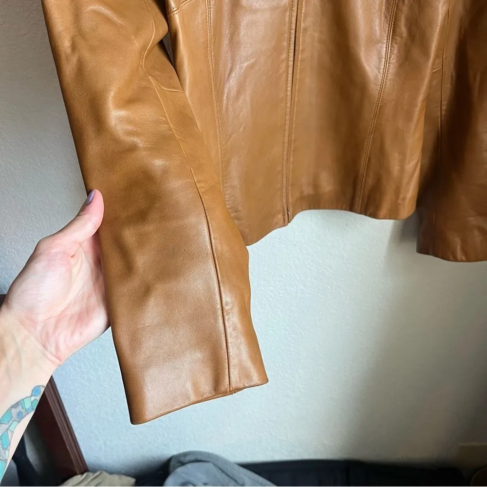 Ann Taylor  Camel Color Leather Jacket - Image 3