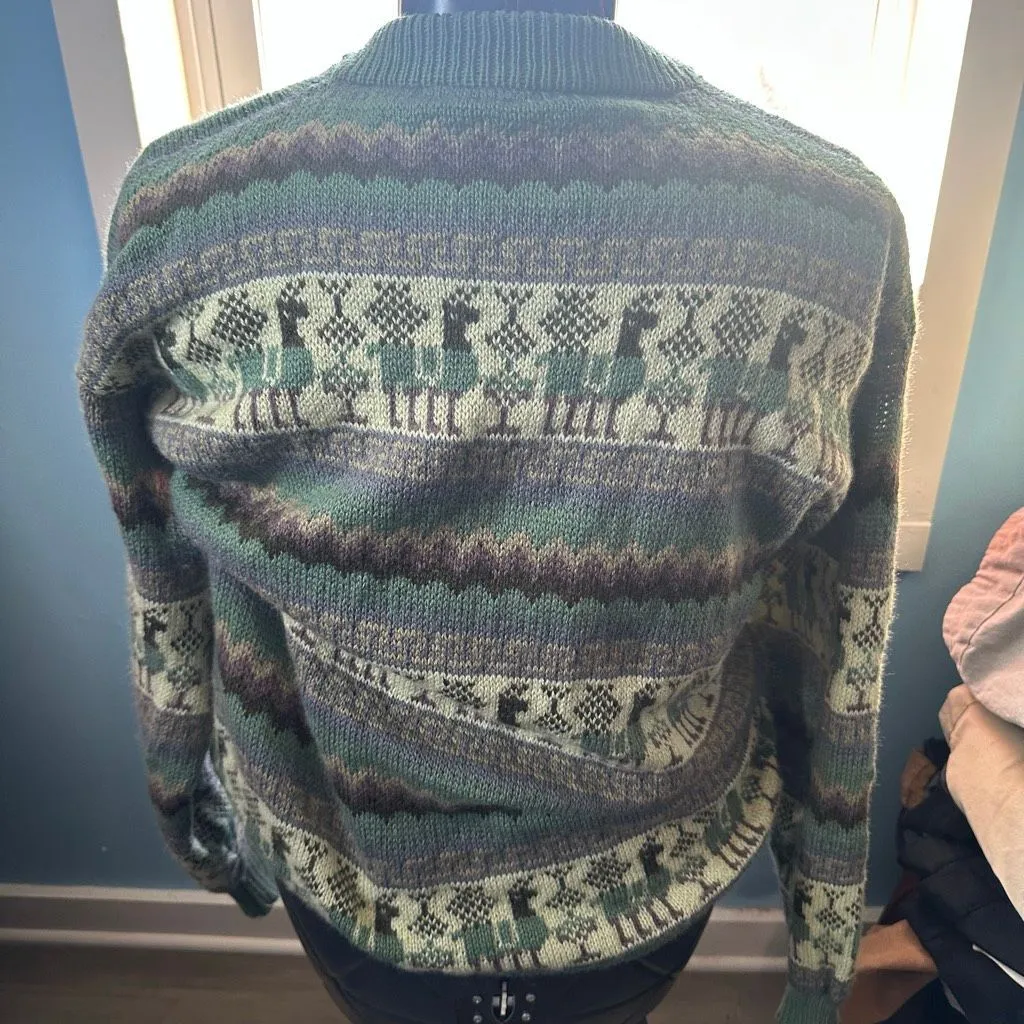 Raymis fair isle llama Alpaca Peruvian/Bolivia sweater Tan Size M - Image 3
