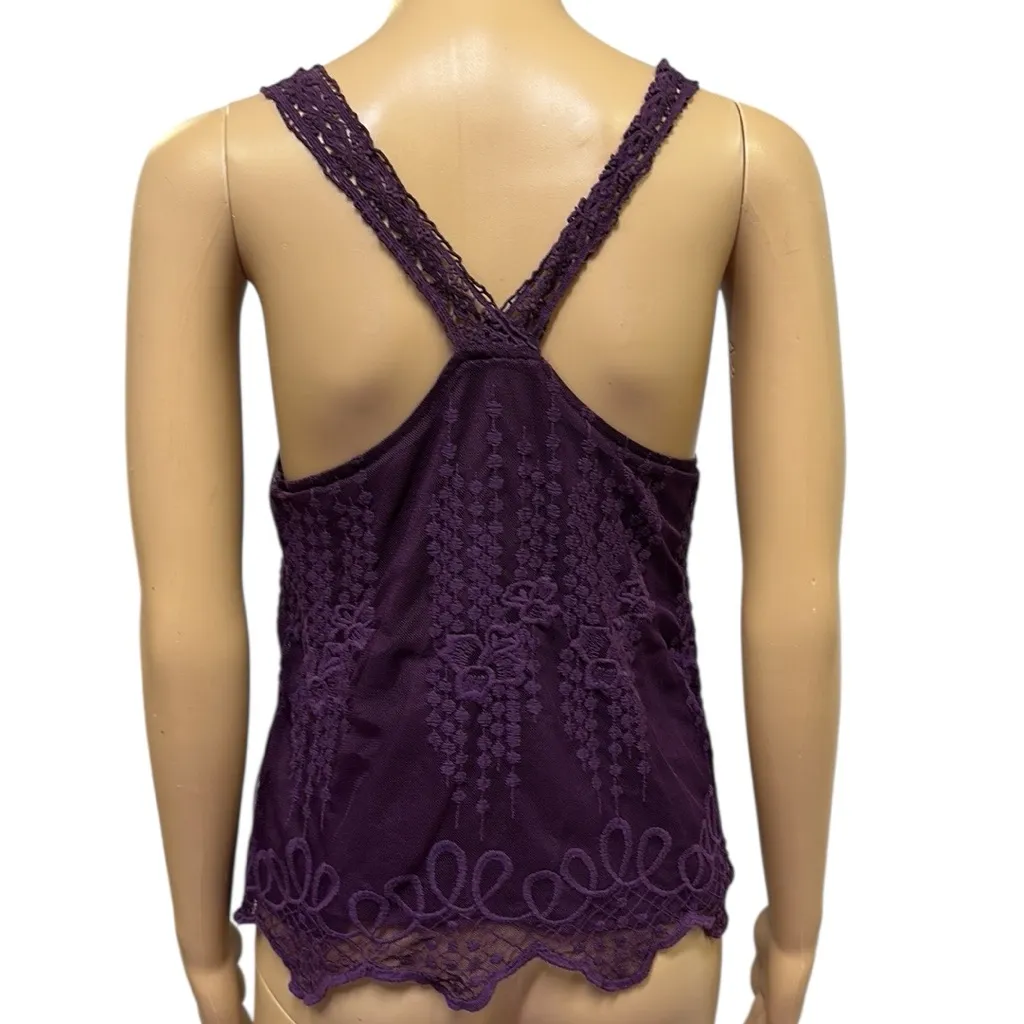Rue21 Purple Crochet Lace Overlay Nylon Tank Top Juniors Medium - Image 6