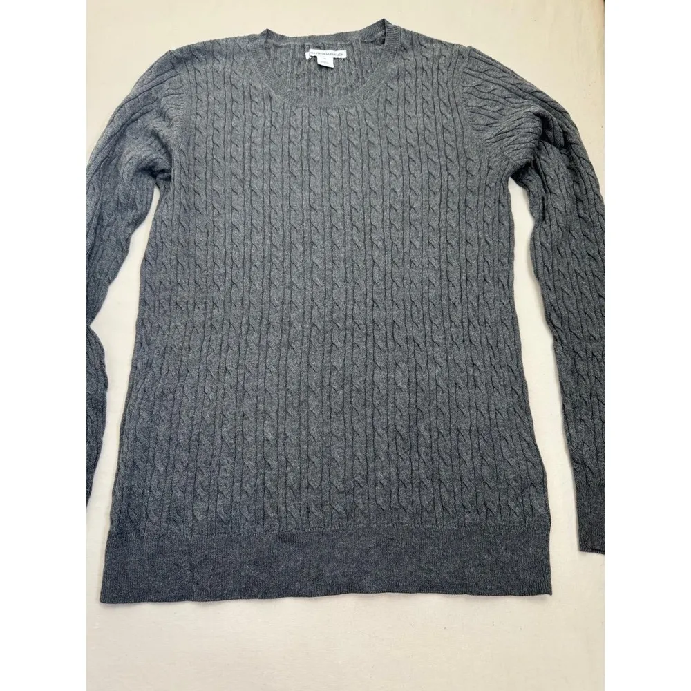 Amazon Essentials Pullover Sweater Womens Size M Chunky Knit Cable Knit Cozy Gray Size M - Image 3